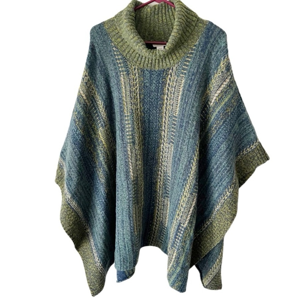 J. Jill Blanket Cape Poncho Women's One Size O/S Knitted‎ Turtleneck Cozy Winter